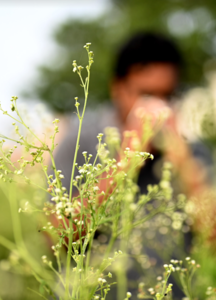 A person struggling with seasonal allergies